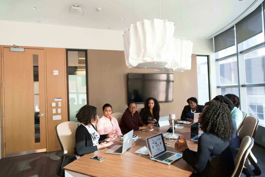 marketing team meeting office